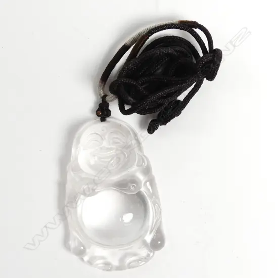 A Chinese carved rock crystal Buddha figured pendant