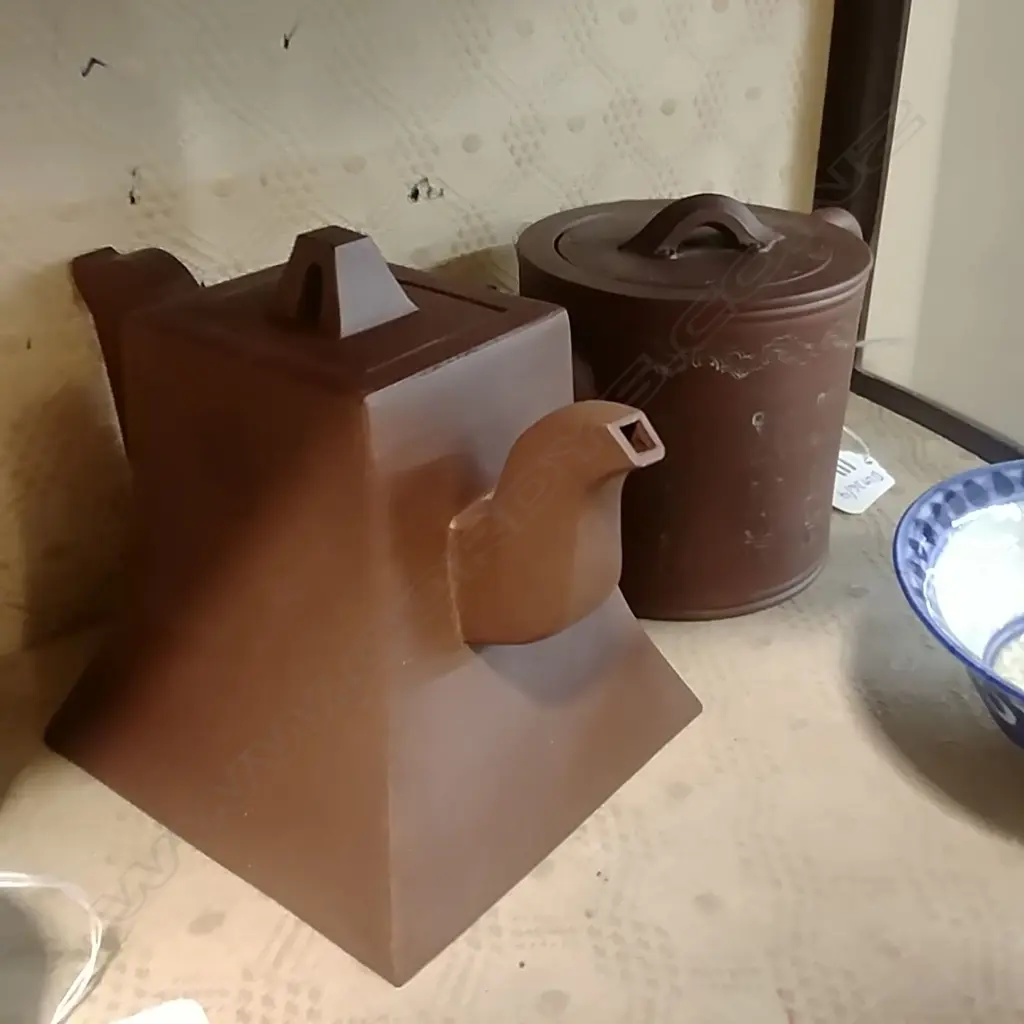 2 RED WARE TEAPOTS Image 1++