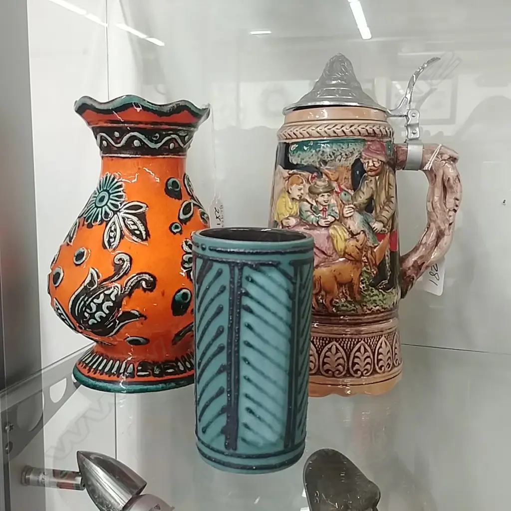 STEIN & 2 GERMAN VASES Image 1++