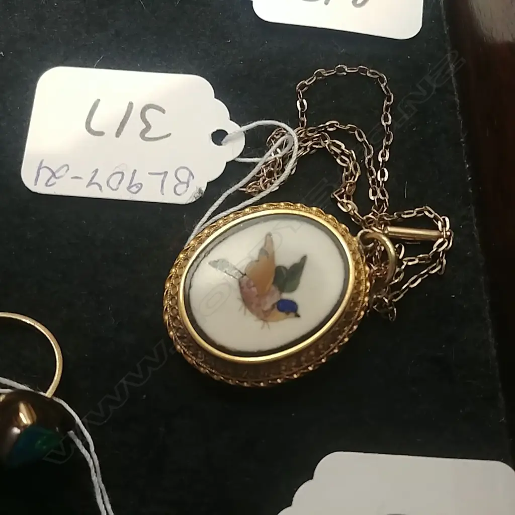 PIETRA DURA AND GOLD LOCKET 9CT GOLD CHAIN (AA) Image 1++