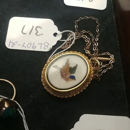 PIETRA DURA AND GOLD LOCKET 9CT GOLD CHAIN (AA)