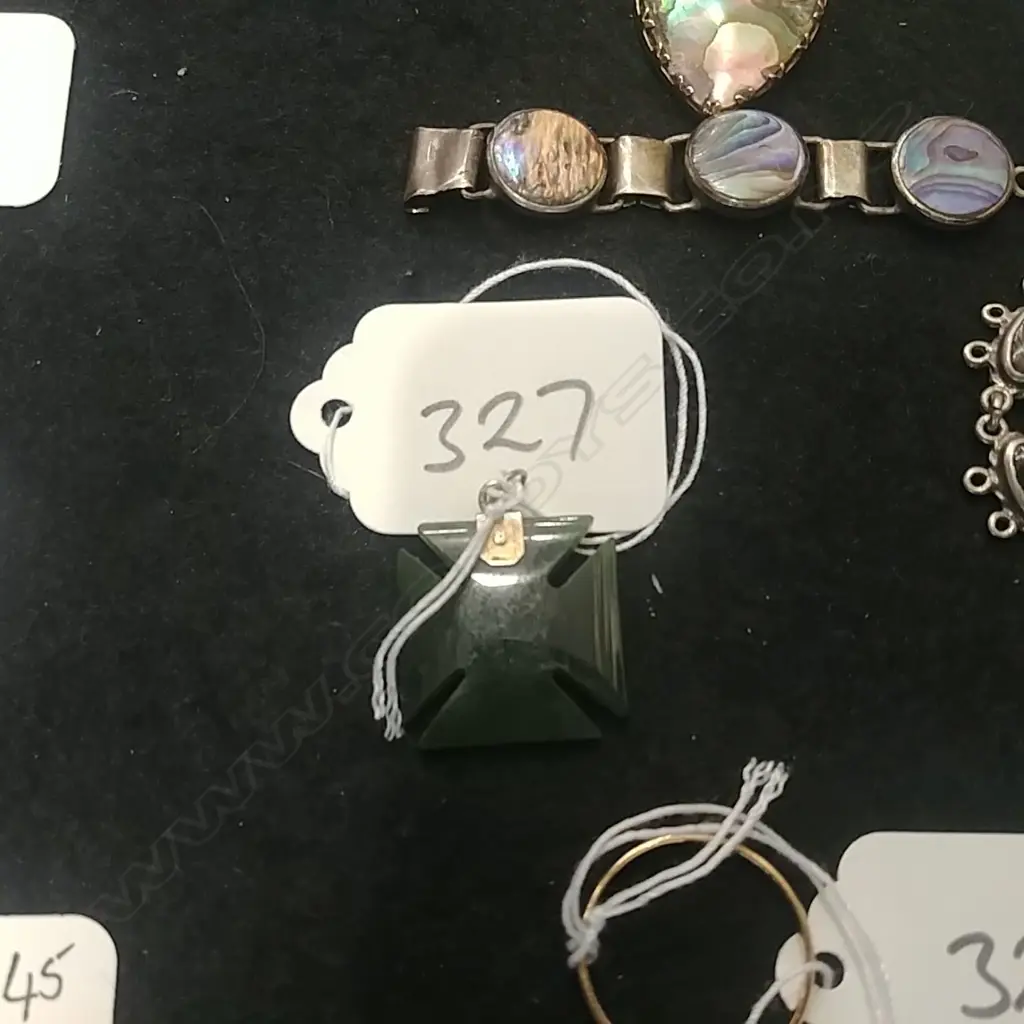 GOLD MOUNTED GREENSTONE MALTEK CROSS Image 1++