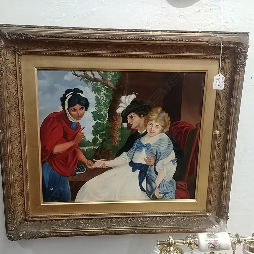 OLD OIL IN ORNATE FRAME, A.F. Image 1++