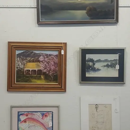 OIL COTTAGE &  W/C ACROSS THE WATER SIGNED