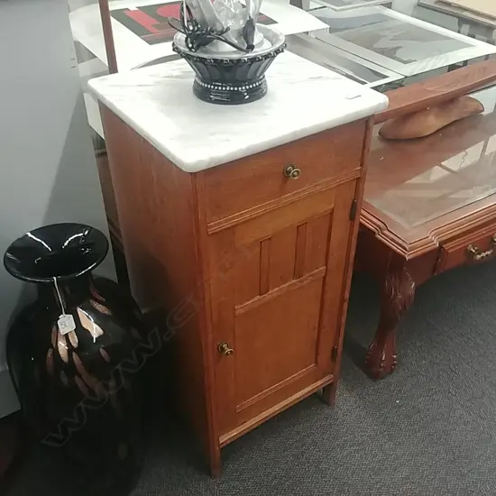 MARBLE TOP BEDSIDE CABINET