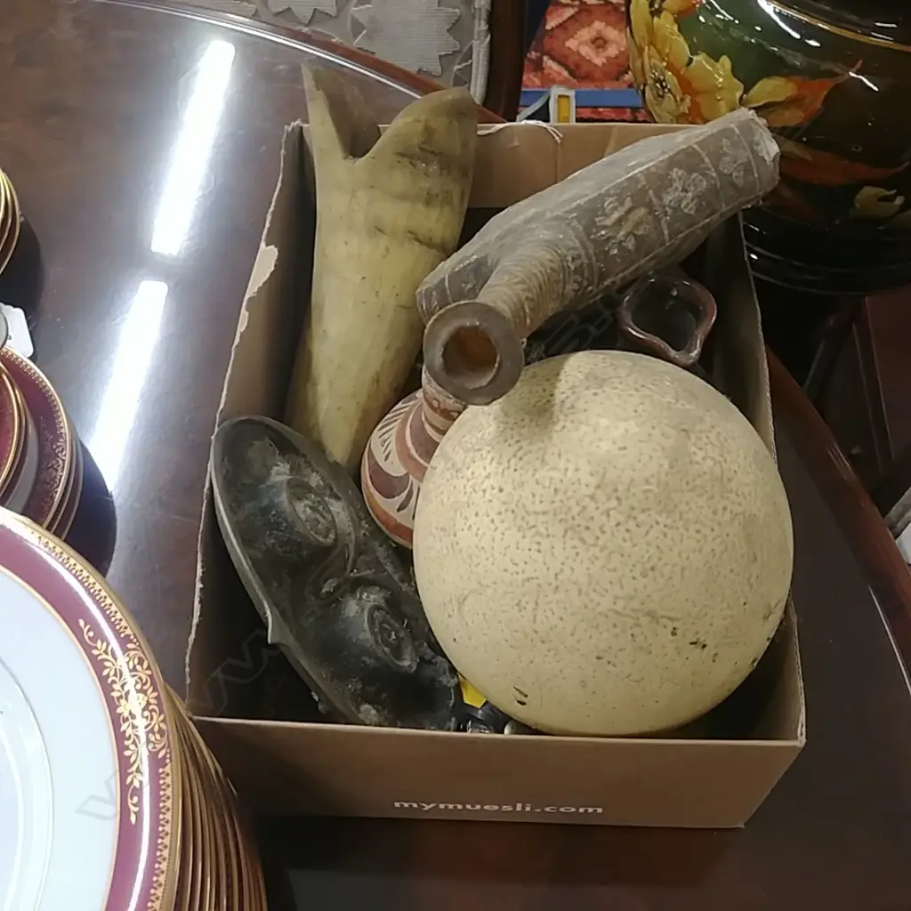 SMALL BOX OSTRICH EGG & MISC Image 1++