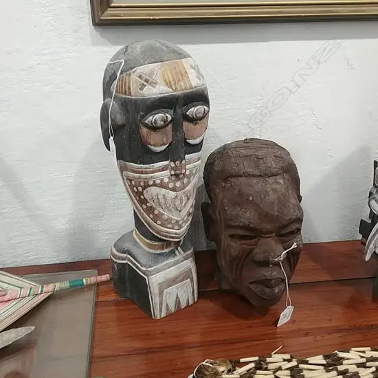 2 CARVED WOOD BUSTS