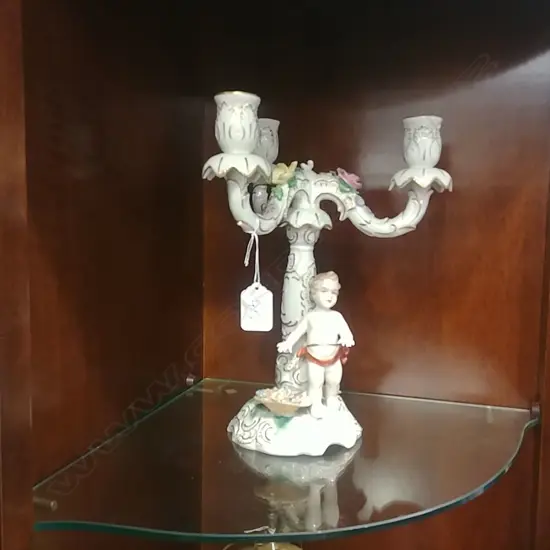 DRESDEN CHINA 3 BRANCH CANDELABRA