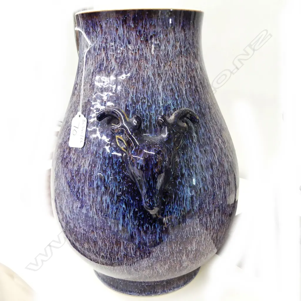 LARGE CHINESE GOAT HANDLED VASE Image 1++