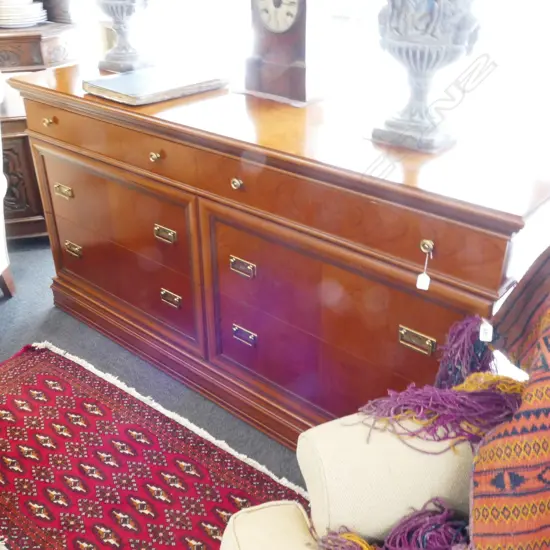 CHERRY WOOD 6 DRAWER CREDENZA