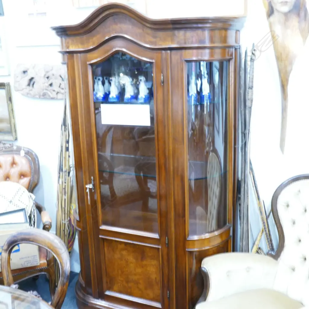 WALNUT DISPLAY VITRINE WITH CURVED GLASSS Image 1++