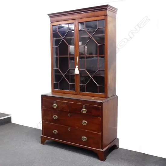 A 19thC mahogany bookcase on chest