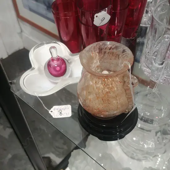 GLASS DISH/VASE+SCENT BOTTLE