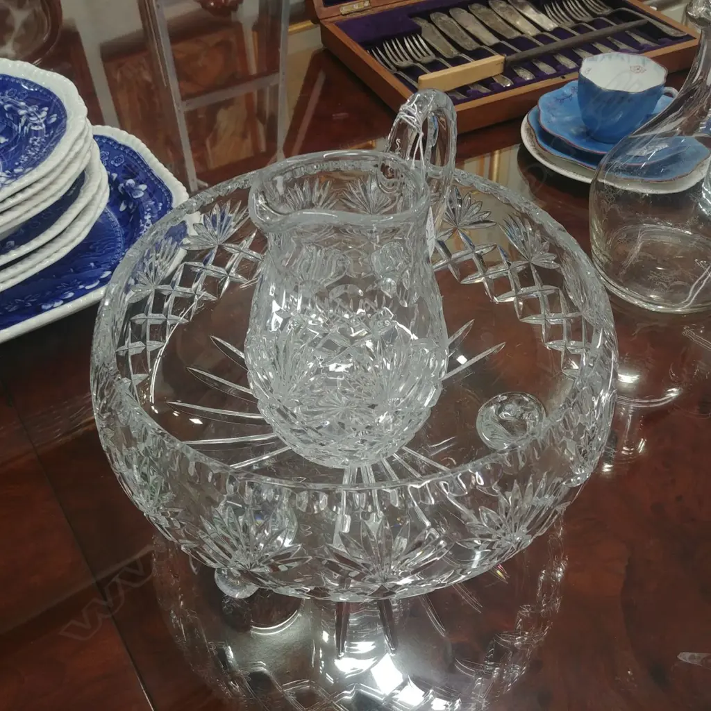 LARGE CRYSTAL BOWL & JUG Image 1++