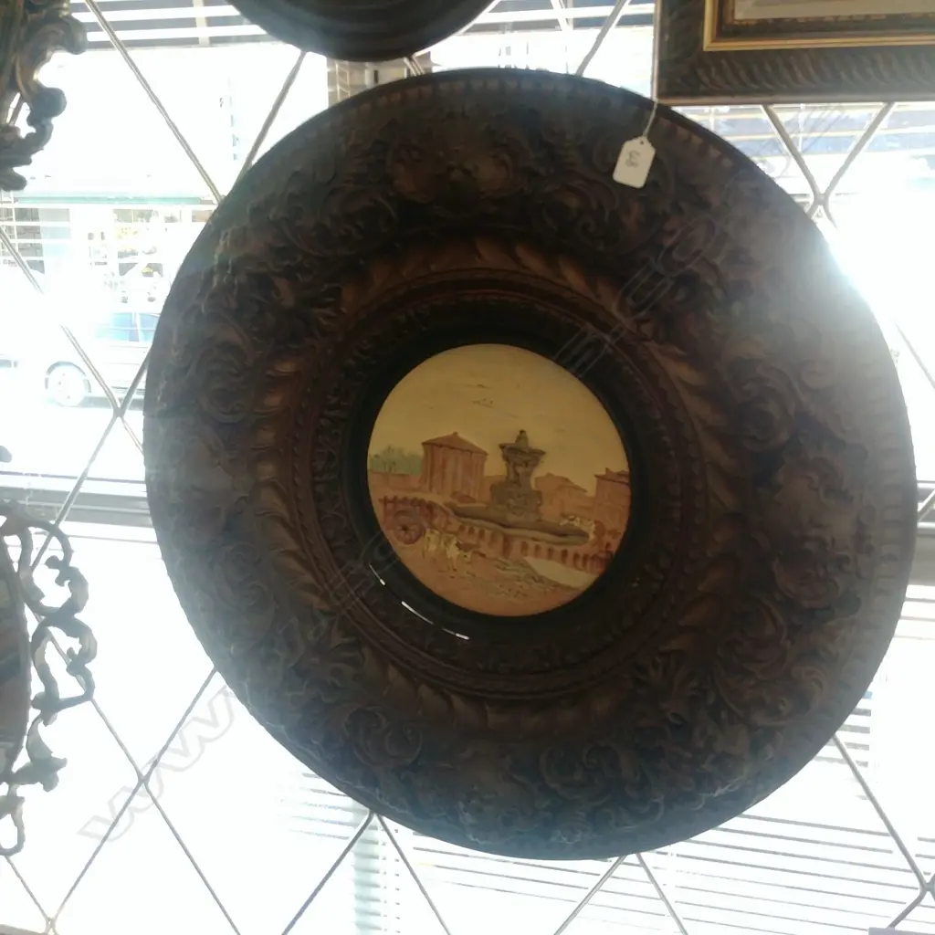 LARGE ITALIAN REPOUSEE FRAMED CERAMIC RELIEF PLAQUE  Image 1++