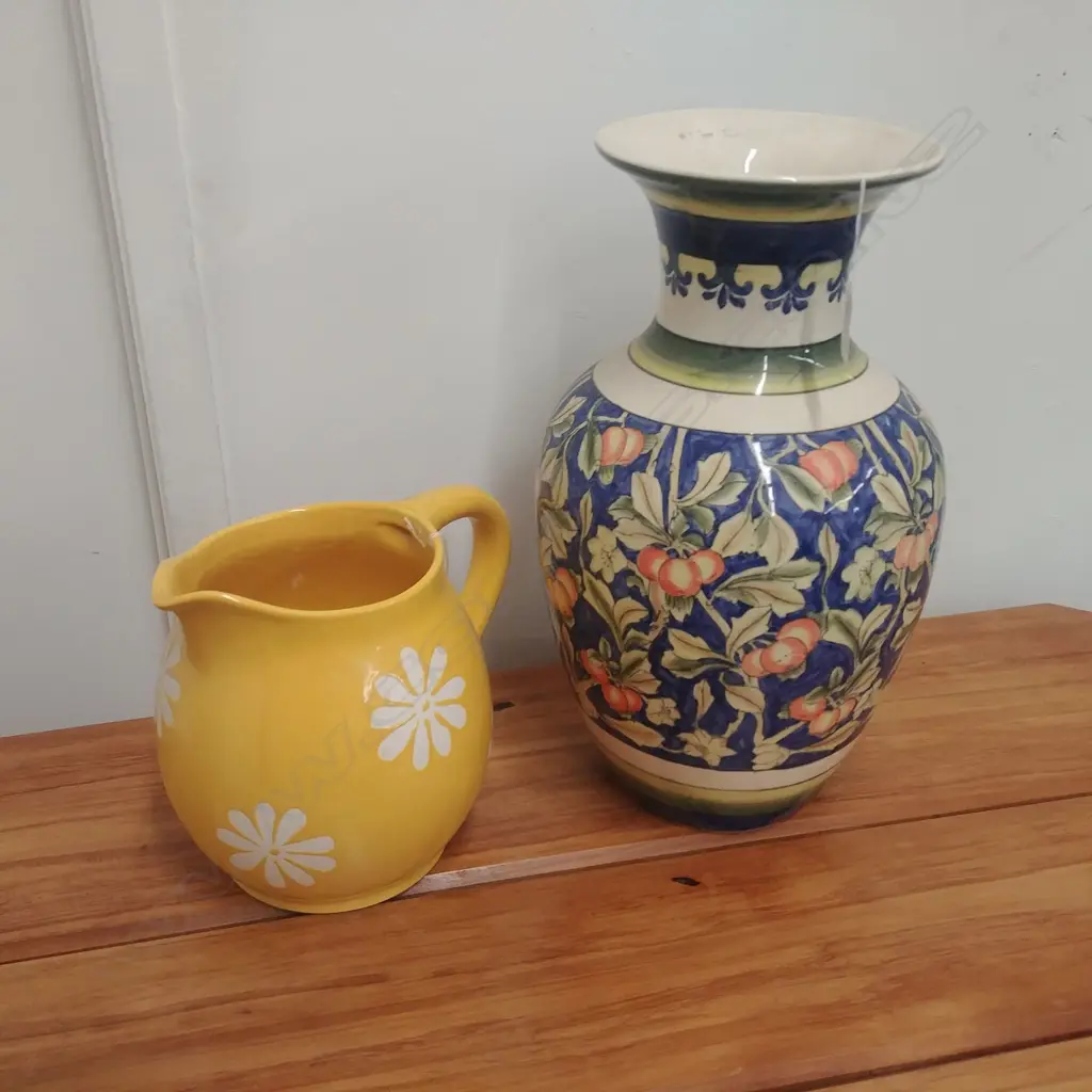 FLORAL VASE & YELLOW JUG Image 1++