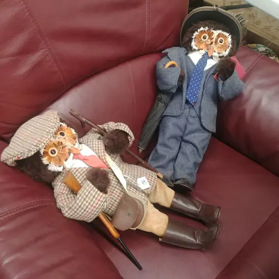 2 ANTHROPOMORPHIC OWL DOLLS