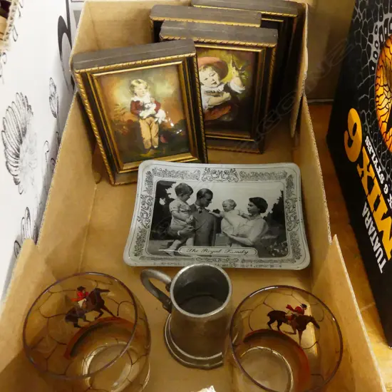 SM BOX PEWTER, GLASS ETC