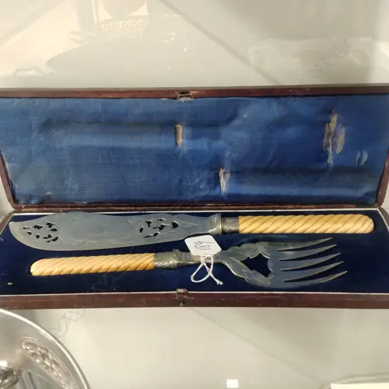 PR OF FISH SERVERS WITH IVORY HANDLES