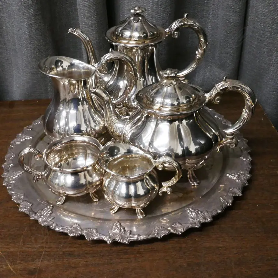 SILVER PLATED TEA & COFFEE SET + TRAY Image 1++