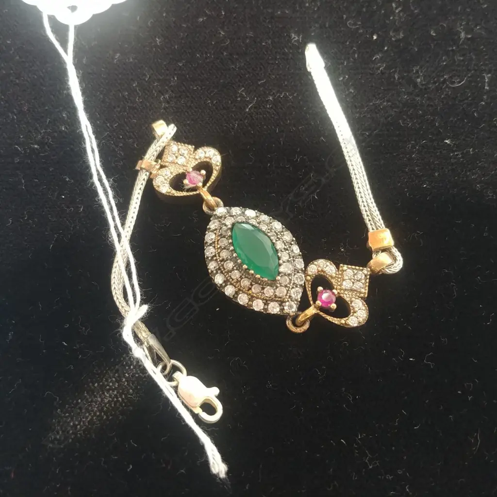 H/MAID STG SILVER BRACELET WITH GEMS Image 1++