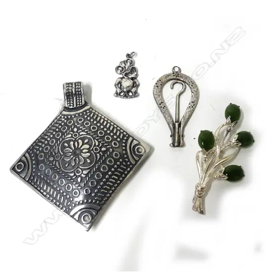 SIL TIKI, BOOTHOOK & PENDANT, BROOCH & POUNAMU BROOCH