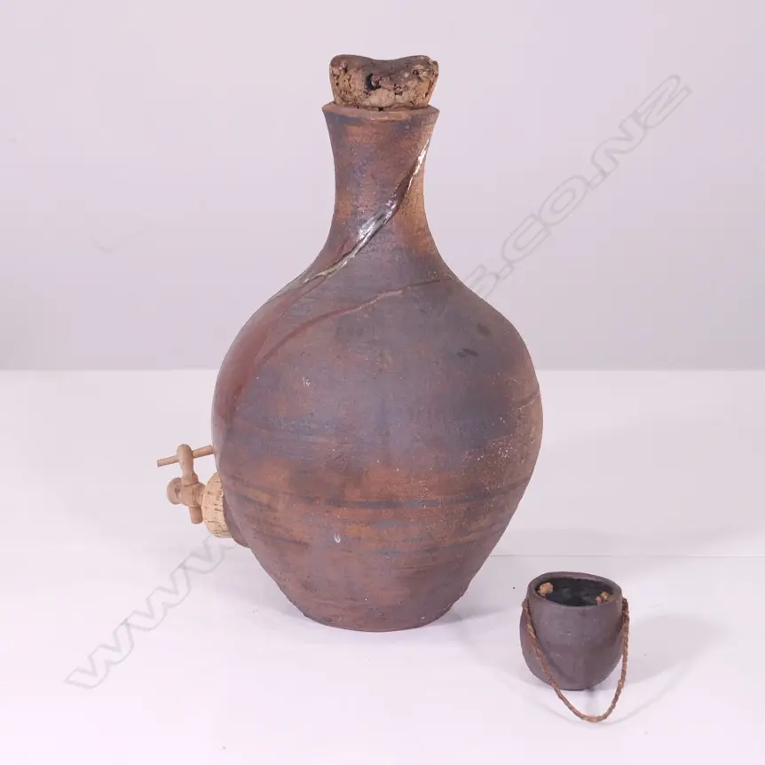 ATTRIBUTED PAT PERRIN POTTERY WINE FLAGON Image 1++