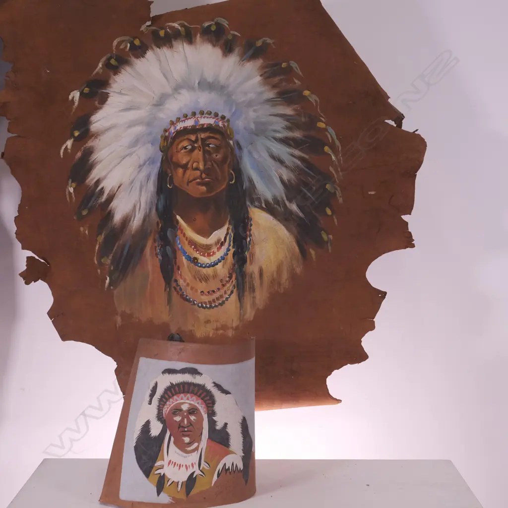 RED INDIAN PORTRAIT ON HIDE Image 1++
