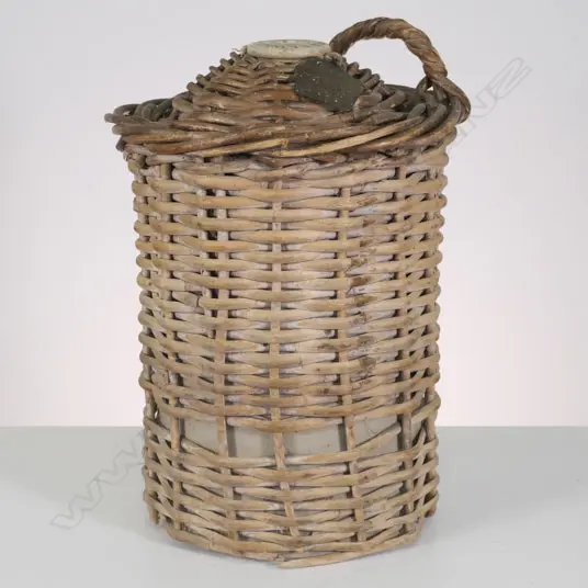 A.C.D. INNES TWO-GALLON CROCK WITH WICKER SURROUND, H. 440MM Image 1++