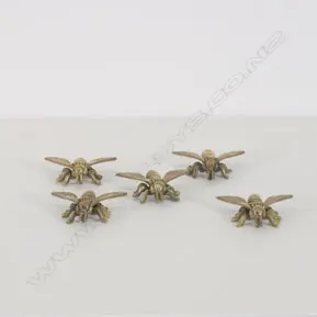 5 CAST BRASS HONEY BEES, L. 60MM Image 1++
