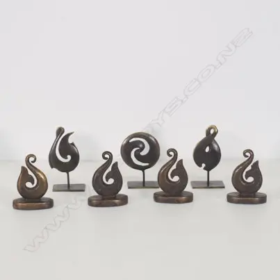 7 ASST CAST MAORI MOTIF SCULPTURES, 100MM Image 1++