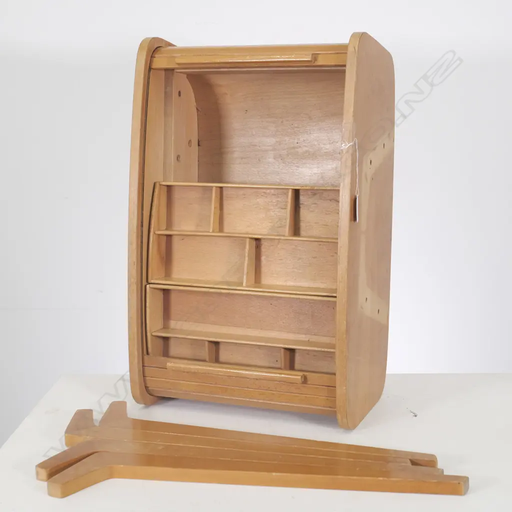 A VINTAGE TAMBOUR TOP SEWING BOX LEGS NOT FIXED L 530MM Image 1++