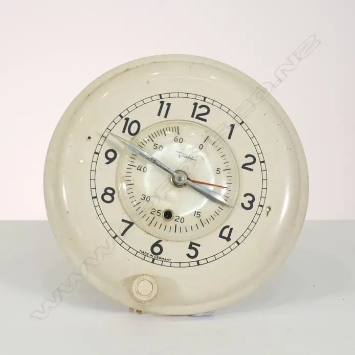  A SET OF TYPHOON SCALES, BOWL MISSING WITH A METAL DIEHL KITCHEN CLOCK, GLASS COVER MISSING DIA 250MM Image 1++