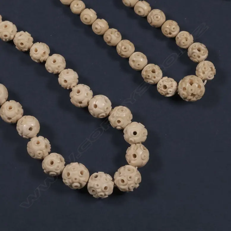 3 OLD BONE & IVORY BEAD NECKLACES  Image 1++
