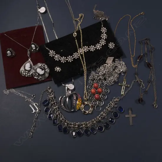 12 PENDANT + CZ/PASTE NECKLACES