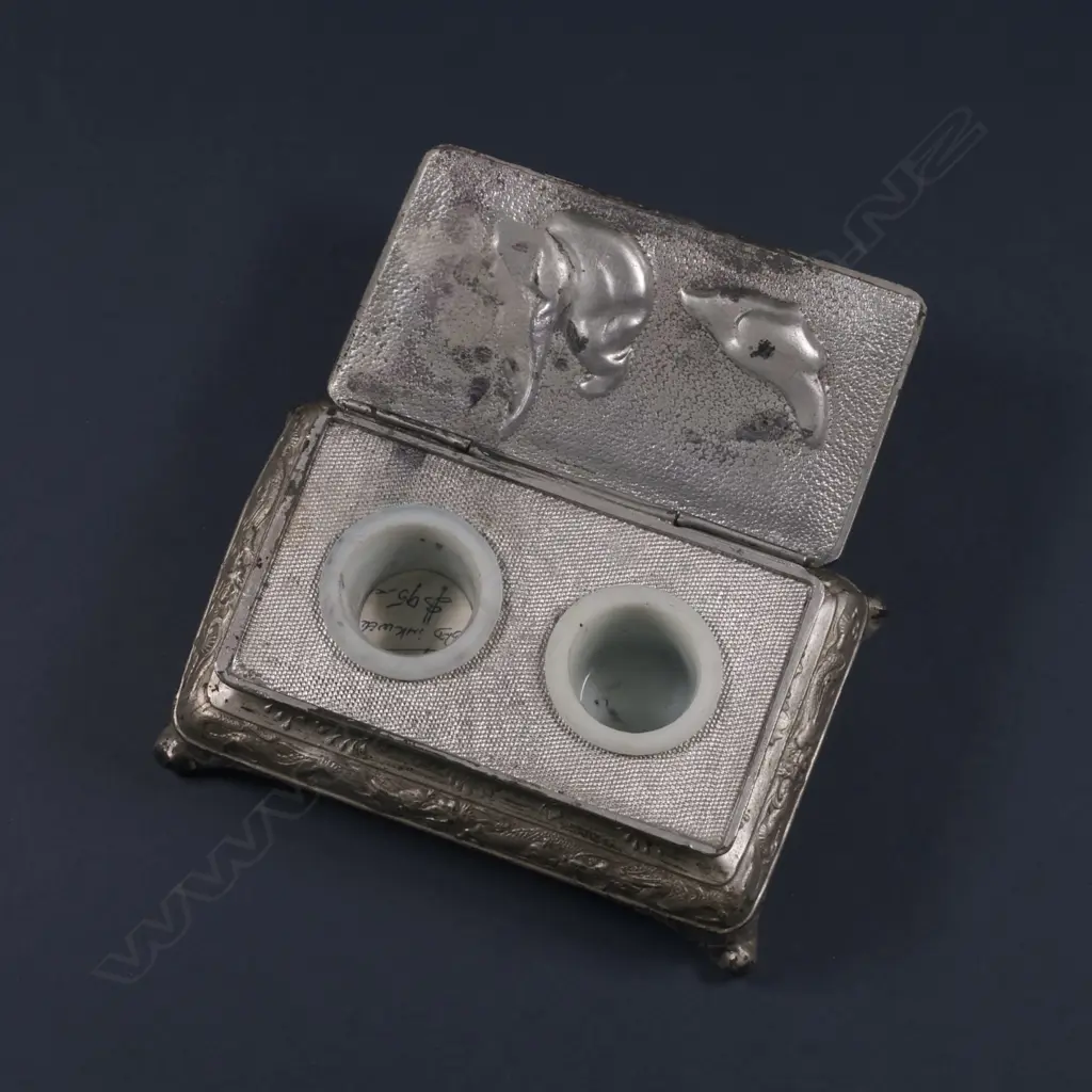 OLD METAL INK WELL; EARLY REX DAMPER STAMP ROLLER Image 1++