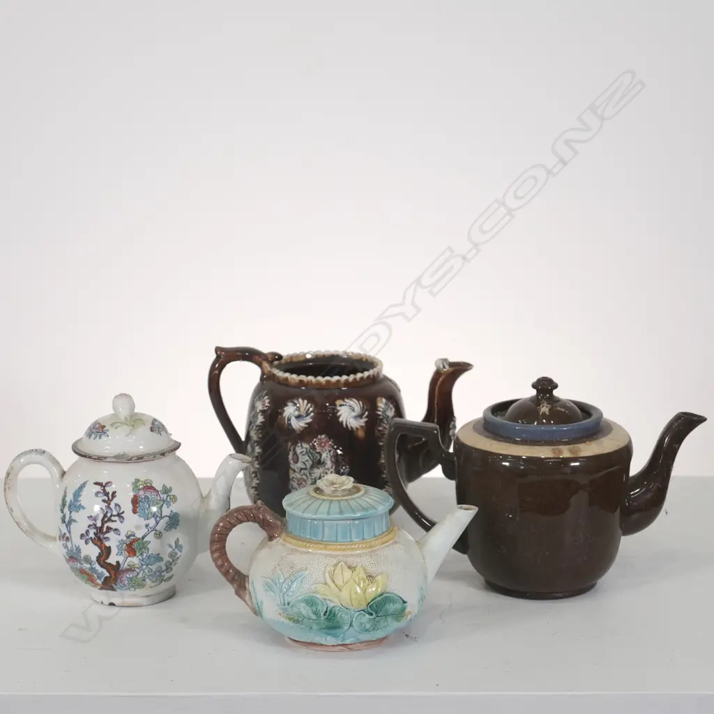 4 ASST TEAPOTS, INCL; BARGEWARE, ADAMS ETC, TALLEST H. 160MM, SOME FAULTS Image 1++