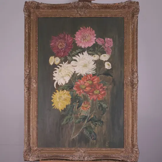 LARGE STILL LIFE FLORAL OIL GILT FRAME