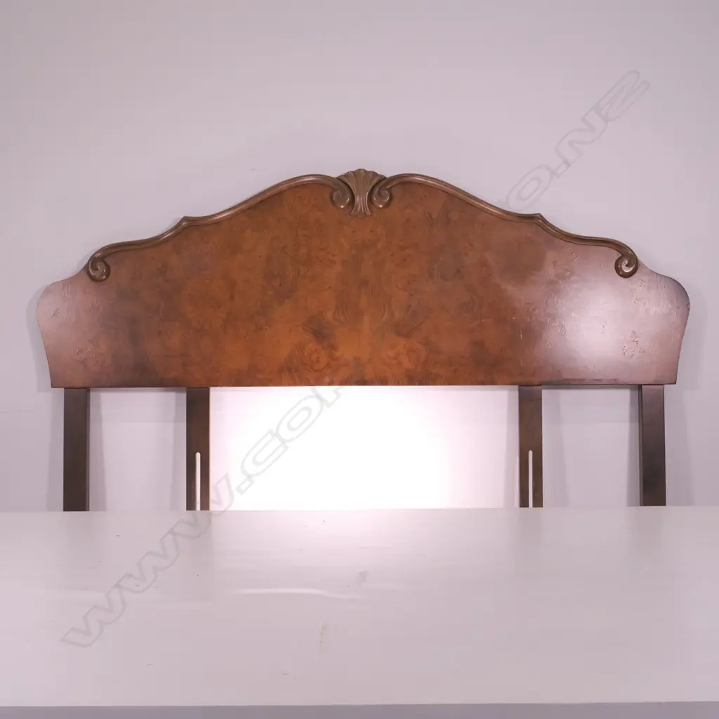 A PAIR  OF WALNUT BEDSIDE CABINETS WITH MATCHING  QUEEN-SIZE HEADBOARD Image 1++