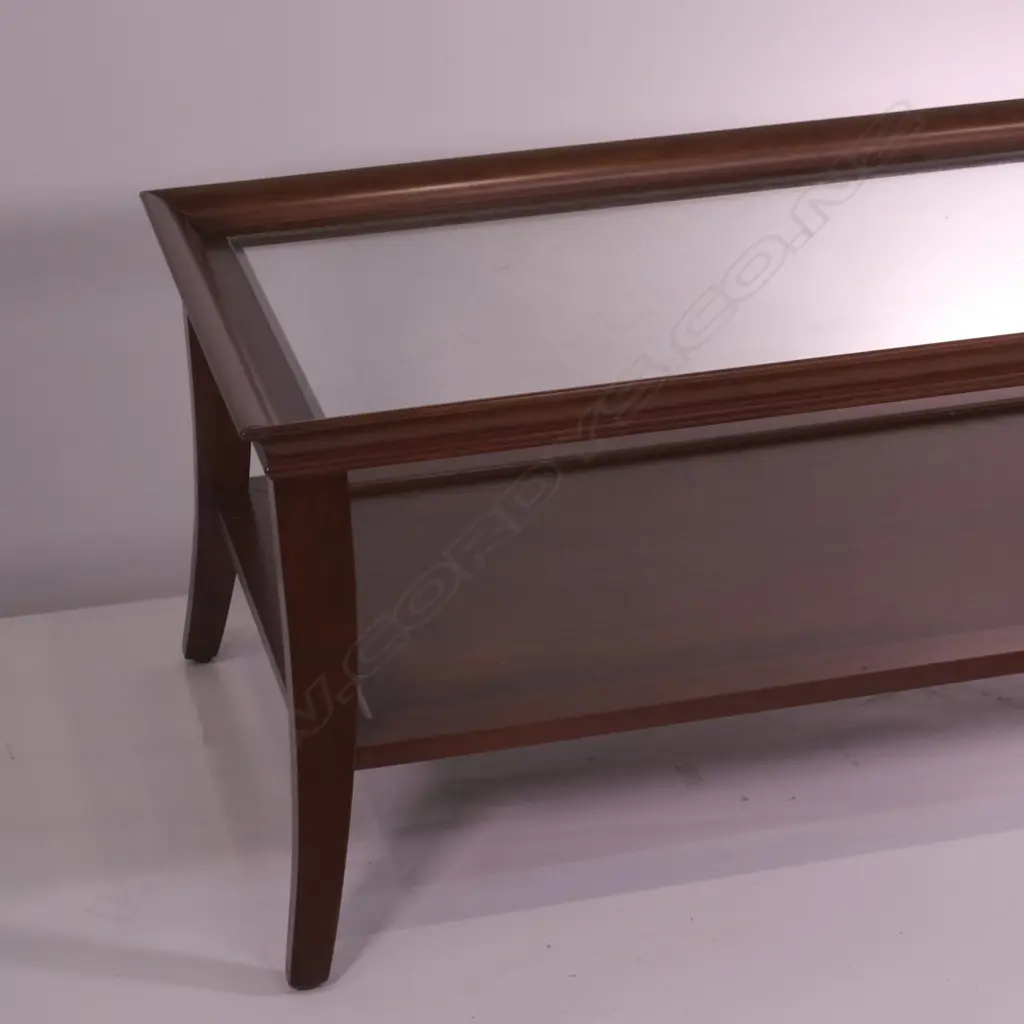  A GLASS INSET ROSE AND HEATHER STYLE COFFEE TABLE, L1360 MM  Image 1++