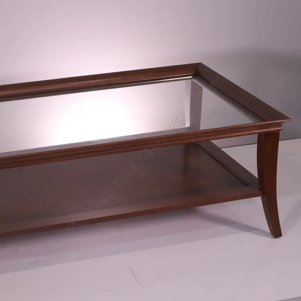  A GLASS INSET ROSE AND HEATHER STYLE COFFEE TABLE, L1360 MM  Image 1++