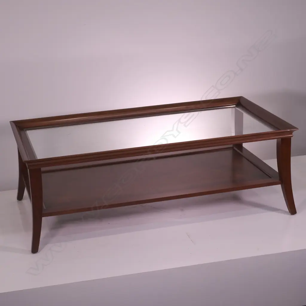  A GLASS INSET ROSE AND HEATHER STYLE COFFEE TABLE, L1360 MM  Image 1++