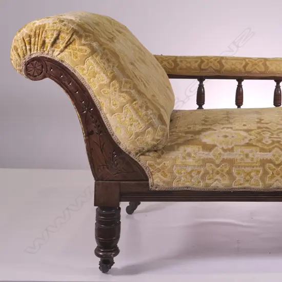 EDWARDIAN KAURI FRAMED CHAISE LOUNGE, L. 1800MM