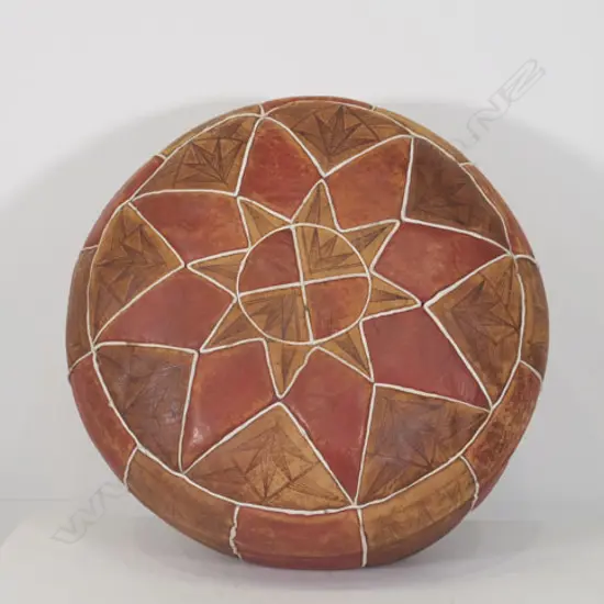 EGYPTIAN LEATHER POUFFE, DIA. 460MM