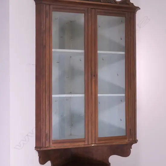 A COLONIAL KAURI GLAZED CORNER CABINET, W 880 H 1800 MM 