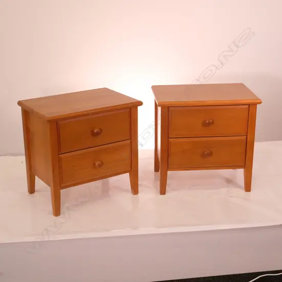 PAIR OF RIMU 2 DRAWER BEDSIDE CABINETS