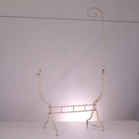 19THC TWISTED WROUGHT IRON CRADLE STAND 