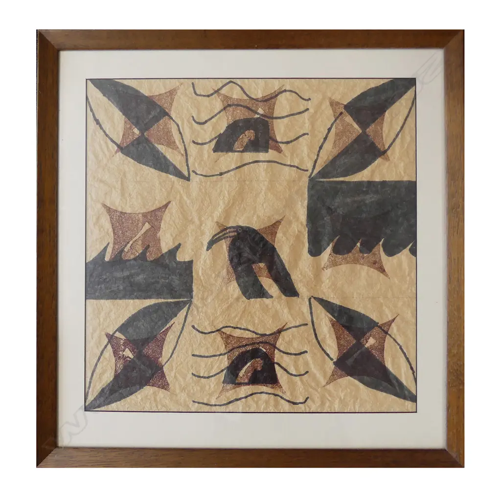 ARTIST UNKNOWN, ABSTRACT DESIGNS, INK ON PAPER, 530 X 520MM INCL FRAME Image 1++