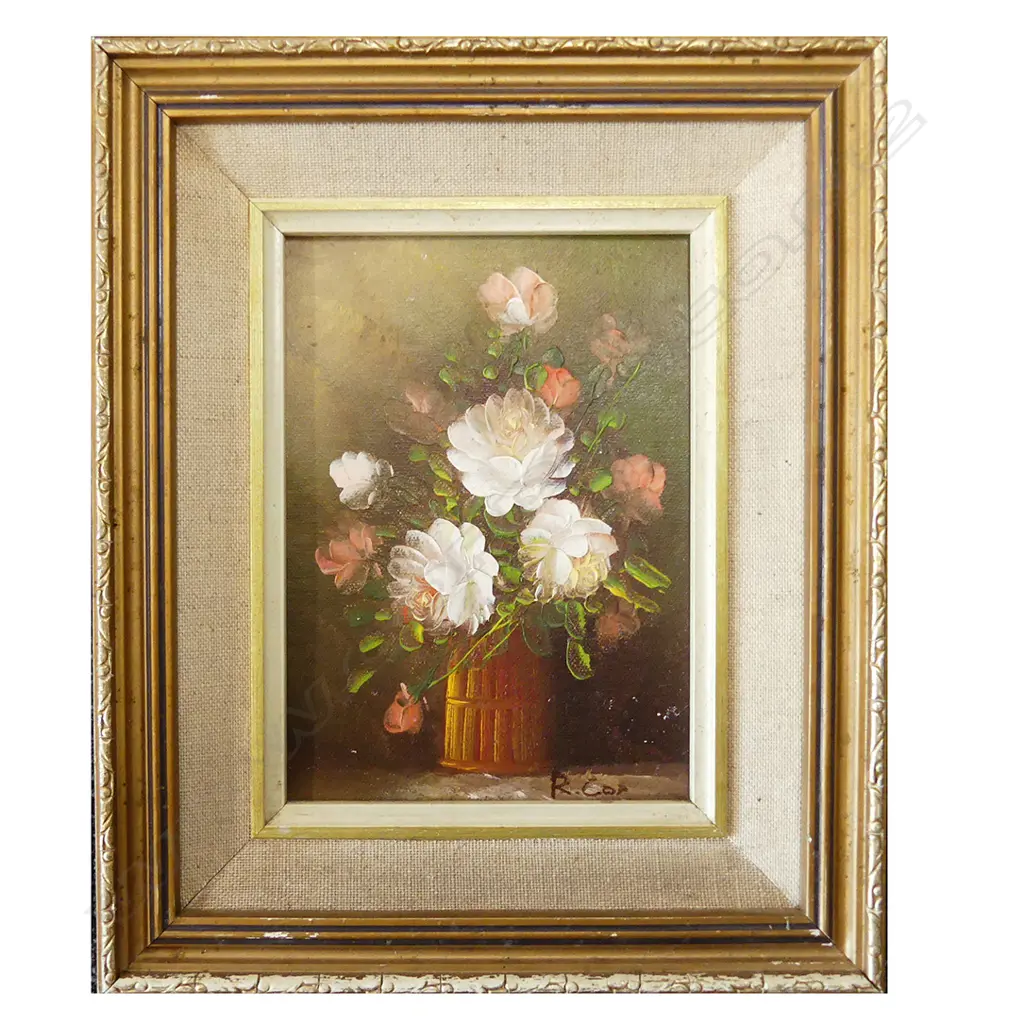 R COX, STILL LIFE, OIL ON CANVAS, 270 X 225MM INCL FRAME Image 1++