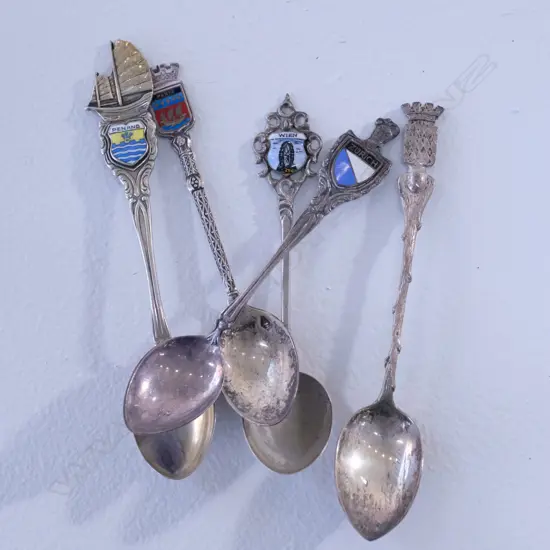 5 SILVER SOUVENIR SPOONS 